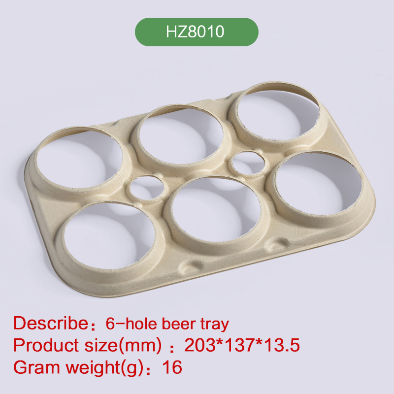 6-hole Beer tray Biodegradable disposable compostable bagasse pulp-HZ8010