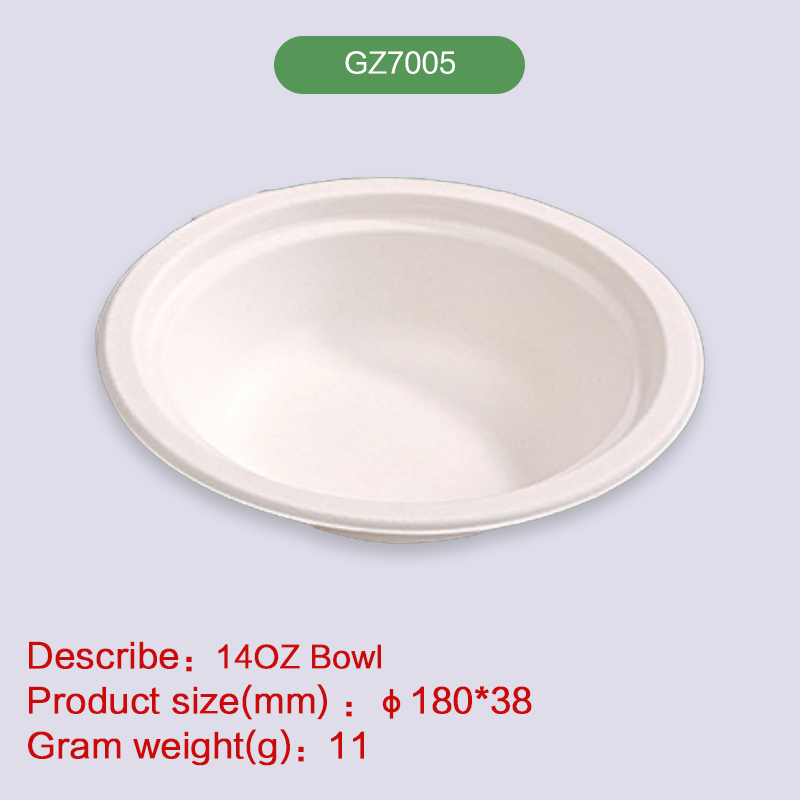 400ml/14oz Salad soup bowl Biodegradable disposable compostable bagasse pulp-GZ7005