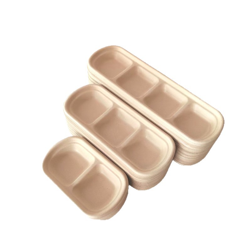 Disposable Bagasse Pulp Sauce Dishes — Japanese & Korean Style Hot Pot and BBQ Dipping Plates