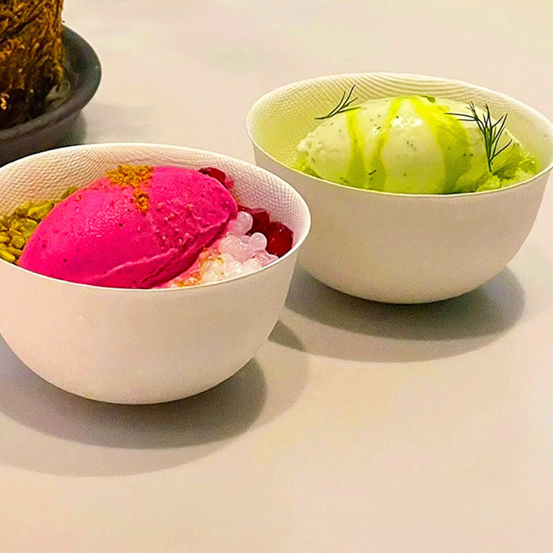 Disposable paper pulp small white bowls, yogurt bowls