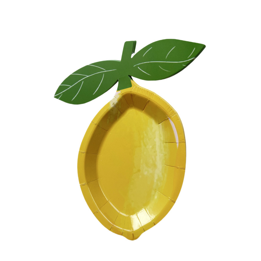 Hot-selling creatively shaped lemon paper plates, party supplies
