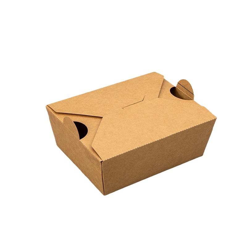 Low-priced disposable kraft paper takeout boxes with PE coating (waterproof and oil-resistant).