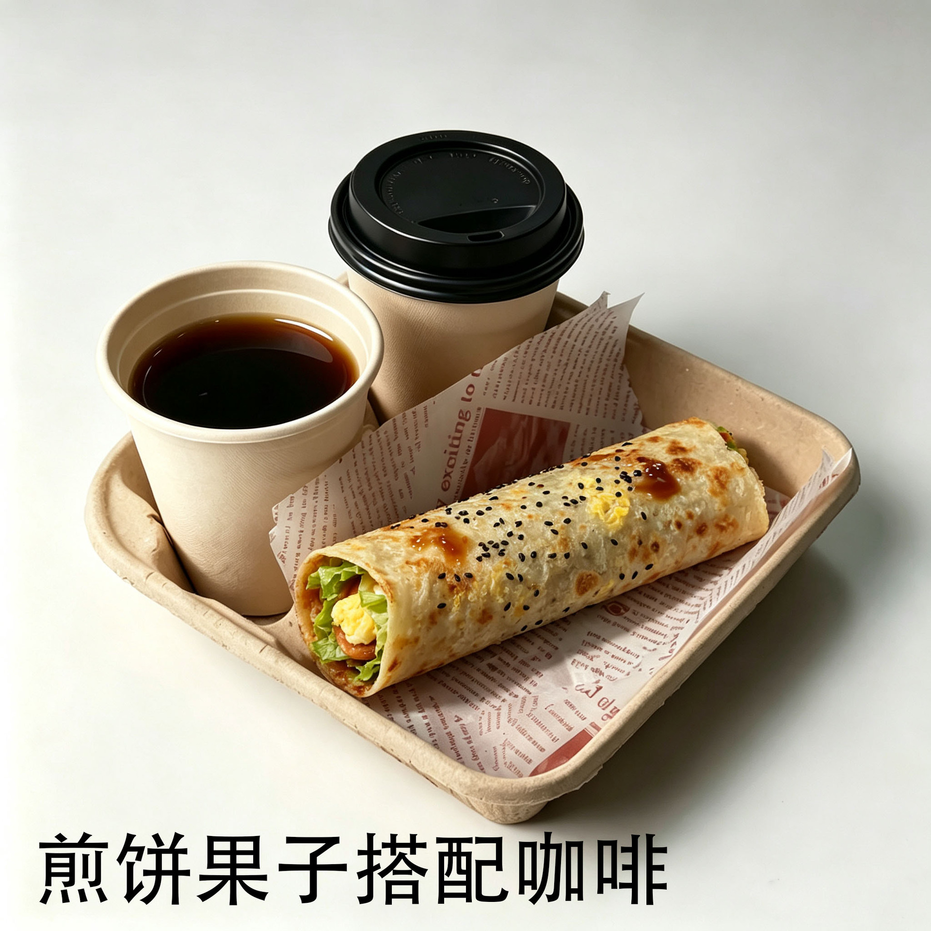 Disposable, biodegradable, eco-friendly pulp cup carrier (double-cup tray) for takeaway coffee, beve